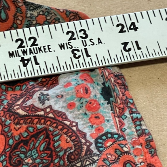 Lucky Brand Dress Women's XL Kaye Orange Blue Paisley Halter Pockets Q467 - Picture 6 of 7